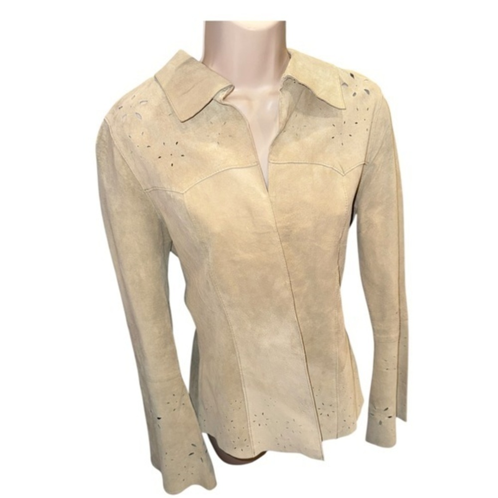 See Clip 😍 Y2K ▶️ Wet Seal ◀️ Suede Leather Beige Jacket‎ 2000’s